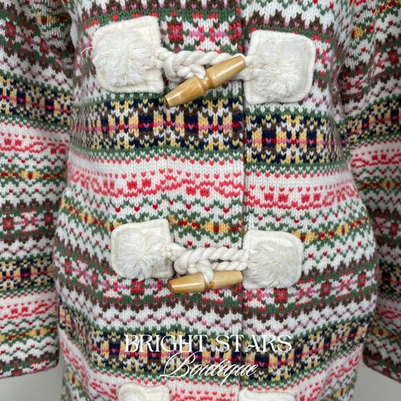 Rare Fair Isle Duffle Coat ASO Sookie Gilmore Girls Multicolor Womens Small Knit - Picture 12 of 13